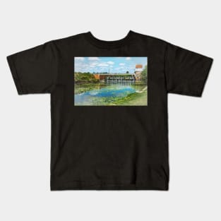 Abbey Mill Weir At Tewkesbury Kids T-Shirt